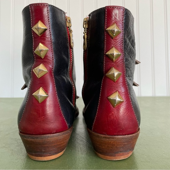 Modern Vice Classic JETT Two-Tone Kiltie Boots in Black & Red Leather *USA* - Picture 5 of 11